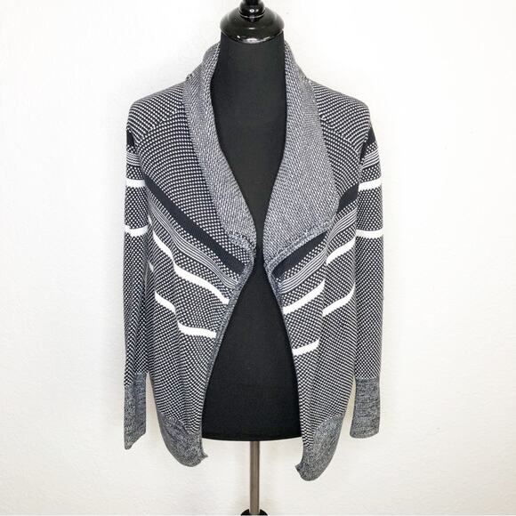 Ivivva black white striped open front knit jacket size 12 - Picture 1 of 14